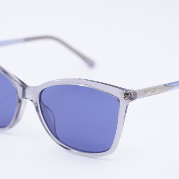 Jimmy Choo BA/G/S 0KB7KU Sunglasses Transparent Grey Cat Eye Frame, Blue Lenses - Picture 6 of 9